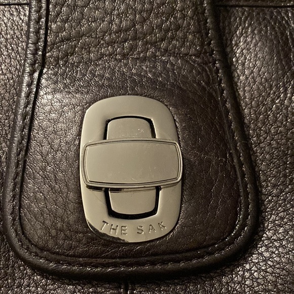 The Sak Pink Label 💯 % Leather Metallic Dark Silver/Brown Shoulder Purse 👛. - Picture 2 of 13